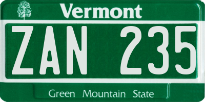 VT license plate ZAN235