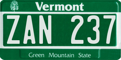 VT license plate ZAN237