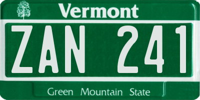 VT license plate ZAN241