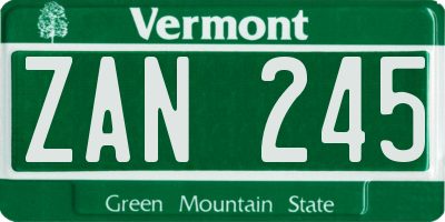 VT license plate ZAN245