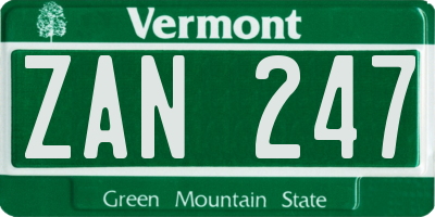 VT license plate ZAN247