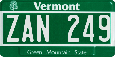 VT license plate ZAN249