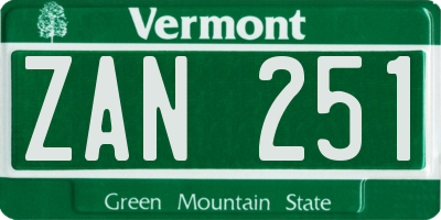 VT license plate ZAN251