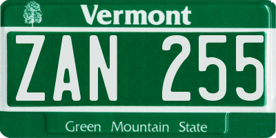 VT license plate ZAN255