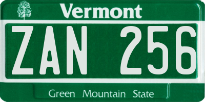 VT license plate ZAN256