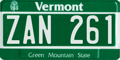 VT license plate ZAN261