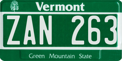 VT license plate ZAN263