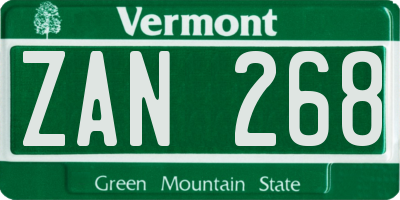 VT license plate ZAN268