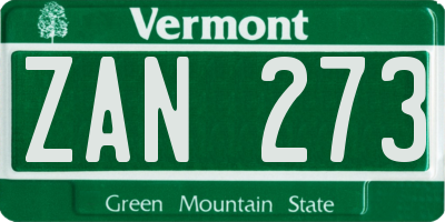 VT license plate ZAN273