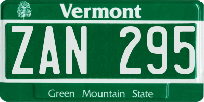 VT license plate ZAN295