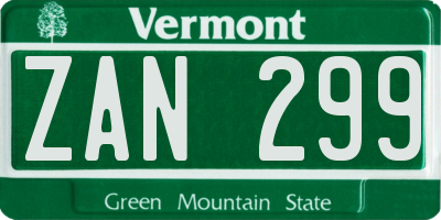 VT license plate ZAN299