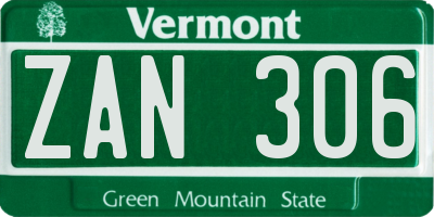 VT license plate ZAN306