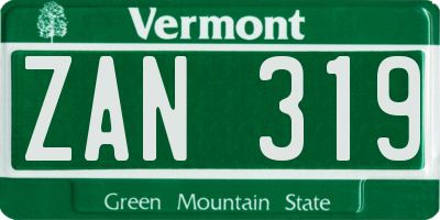 VT license plate ZAN319