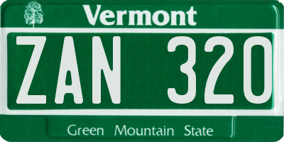 VT license plate ZAN320