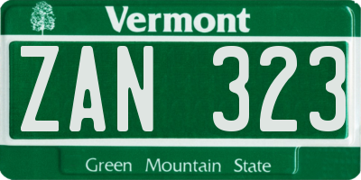 VT license plate ZAN323