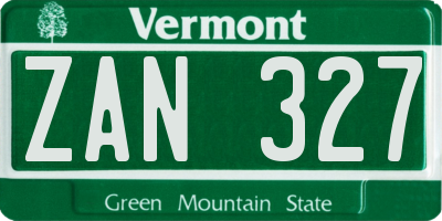 VT license plate ZAN327