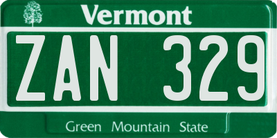 VT license plate ZAN329