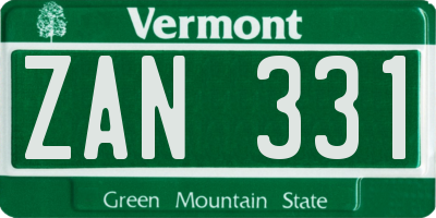 VT license plate ZAN331