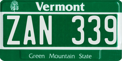 VT license plate ZAN339