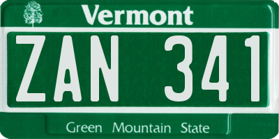 VT license plate ZAN341