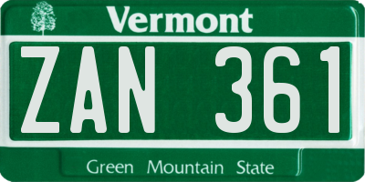 VT license plate ZAN361