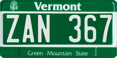 VT license plate ZAN367