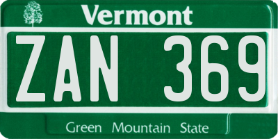 VT license plate ZAN369
