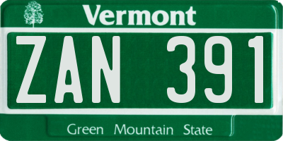 VT license plate ZAN391