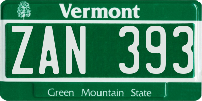 VT license plate ZAN393
