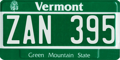 VT license plate ZAN395