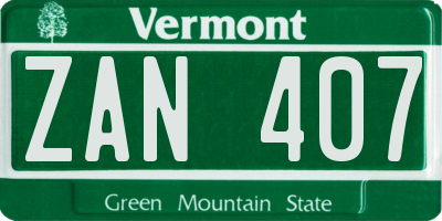 VT license plate ZAN407