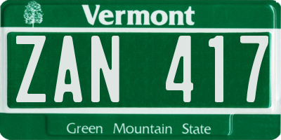 VT license plate ZAN417
