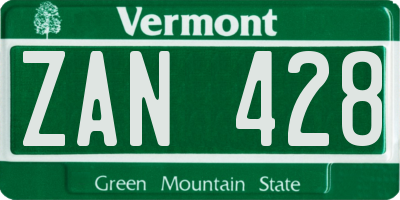 VT license plate ZAN428