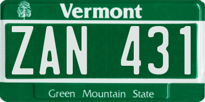 VT license plate ZAN431
