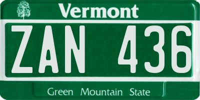 VT license plate ZAN436