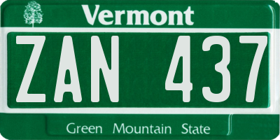 VT license plate ZAN437