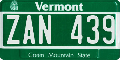 VT license plate ZAN439