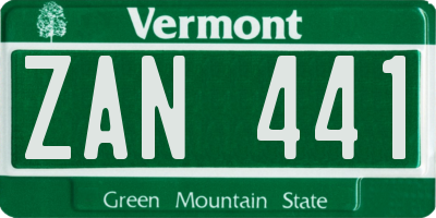 VT license plate ZAN441
