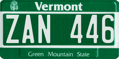 VT license plate ZAN446