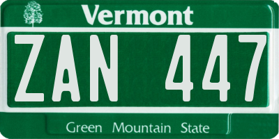 VT license plate ZAN447