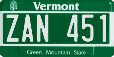 VT license plate ZAN451