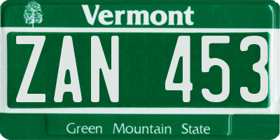 VT license plate ZAN453