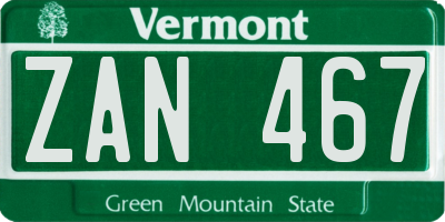 VT license plate ZAN467