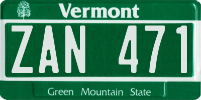 VT license plate ZAN471