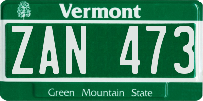 VT license plate ZAN473