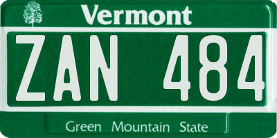 VT license plate ZAN484