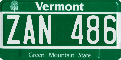 VT license plate ZAN486