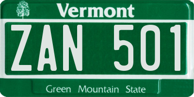 VT license plate ZAN501