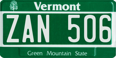 VT license plate ZAN506