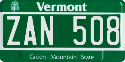 VT license plate ZAN508